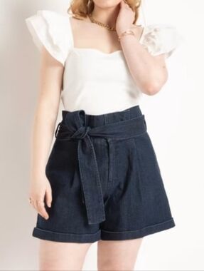 Eloquii White Double Flutter Sleeve Crop Top - 22/24